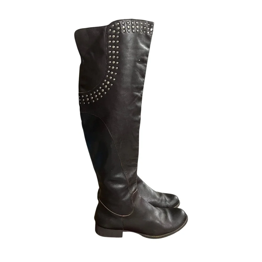 Matisse Thunder Road Leather Studded Over Knee Boots Women's 9.5